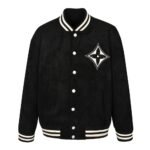 Louis Vuitton Crystal diamond embellished suede baseball jacket
