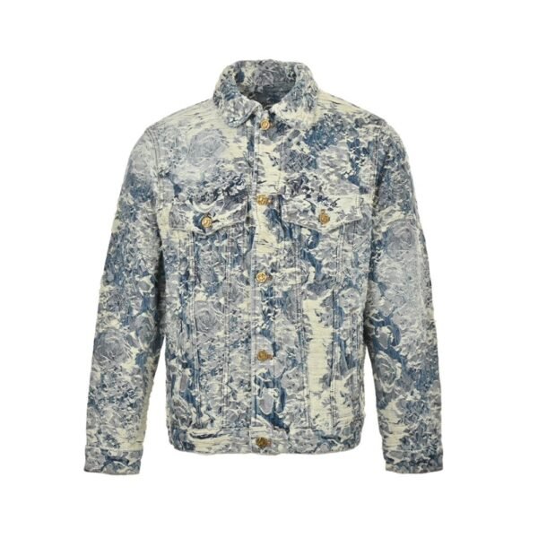 Louis Vuitton Rose Floral Fringe Denim Jacket