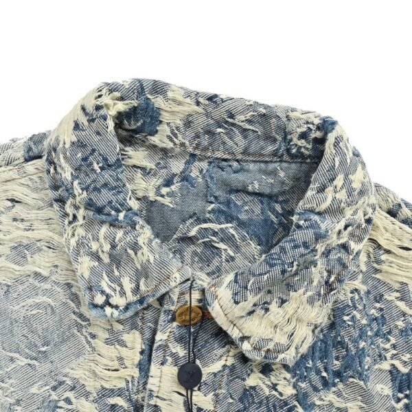 Louis Vuitton Rose Floral Fringe Denim Jacket