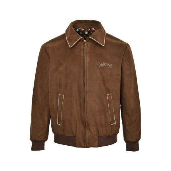 Louis Vuitton Embroidered stitching suede bomber jacket