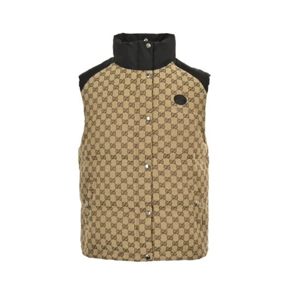 Gucci 22Fw Hooded down vest in jacquard canvas with obscure G