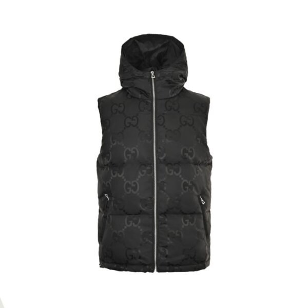 Gucci 22Fw Hooded down vest in jacquard canvas with obscure G