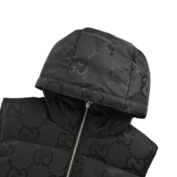 Gucci 22Fw Hooded down vest in jacquard canvas with obscure G
