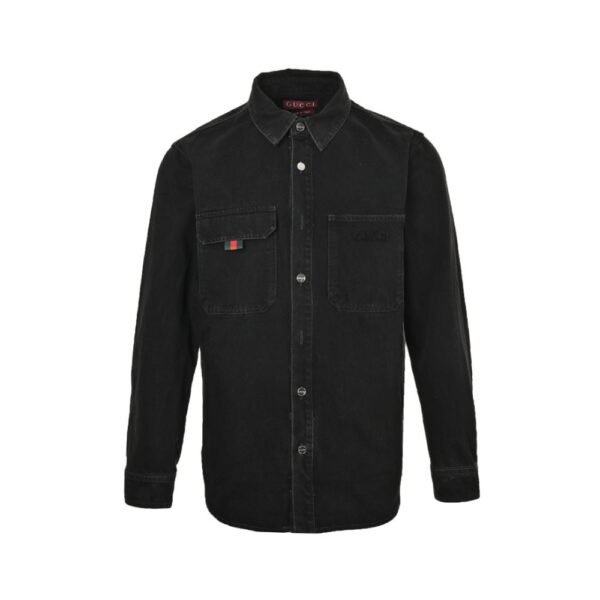 Gucci  24Fw embroidered washed denim shirt jacket Black