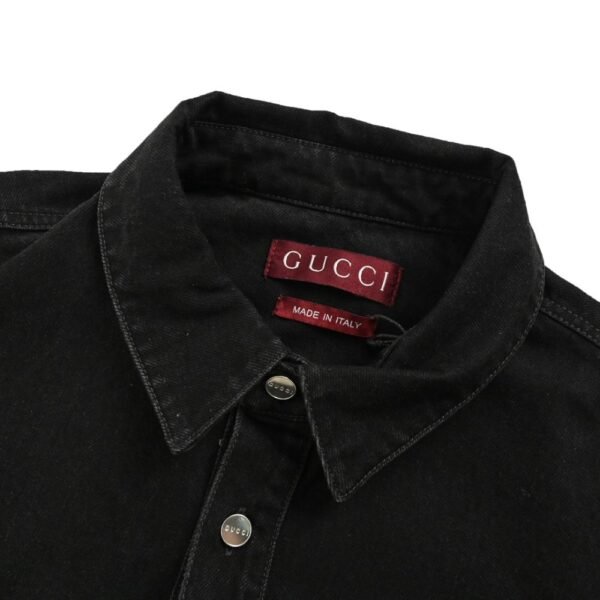 Gucci  24Fw embroidered washed denim shirt jacket Black