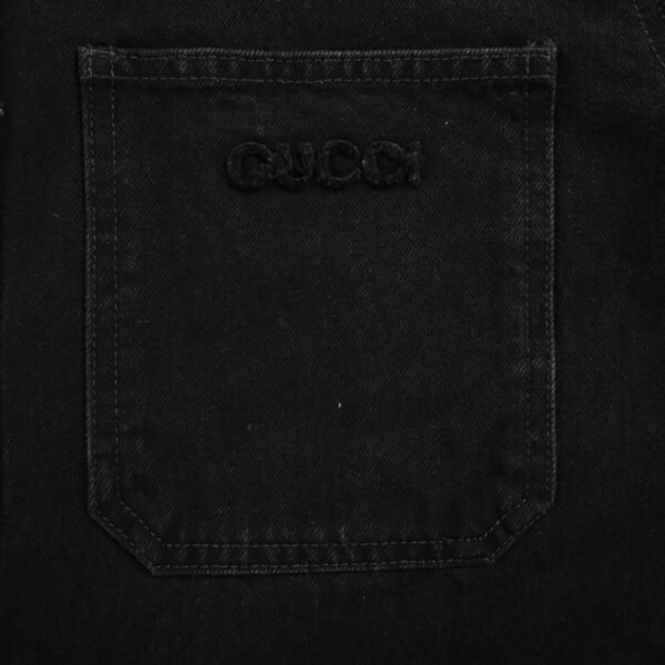Gucci  24Fw embroidered washed denim shirt jacket Black