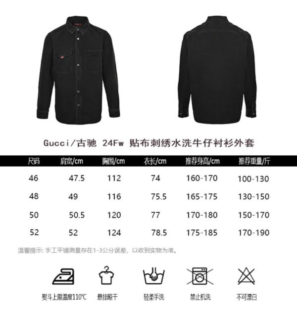 Gucci  24Fw embroidered washed denim shirt jacket Black