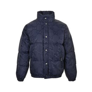 Gucci 23Fw Double G pattern jacquard down jacket Green