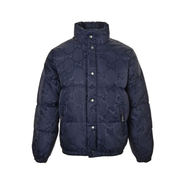 Gucci 23Fw Double G pattern jacquard down jacket Green