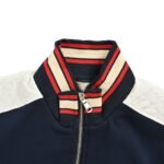 Gucci 24Fw Towel embroidery double G patchwork zipper jacket Black