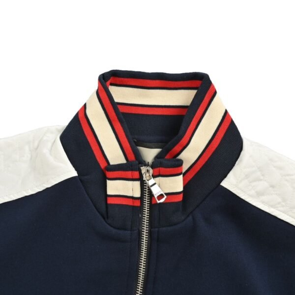 Gucci 24Fw Towel embroidery double G patchwork zipper jacket Black