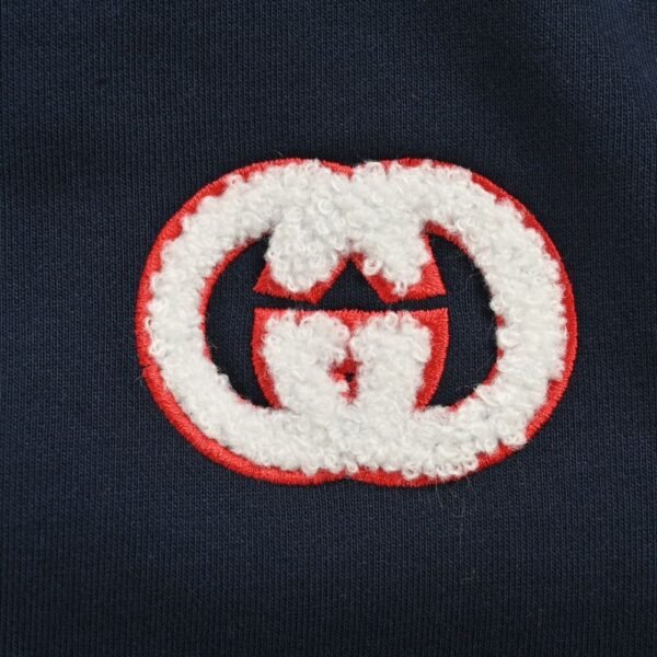 Gucci 24Fw Towel embroidery double G patchwork zipper jacket Black