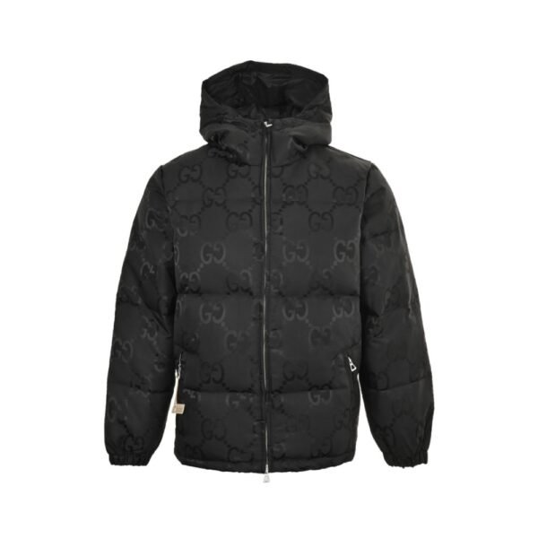 Gucci 24Fw Hooded down jacket in jacquard canvas with Double G pattern Black