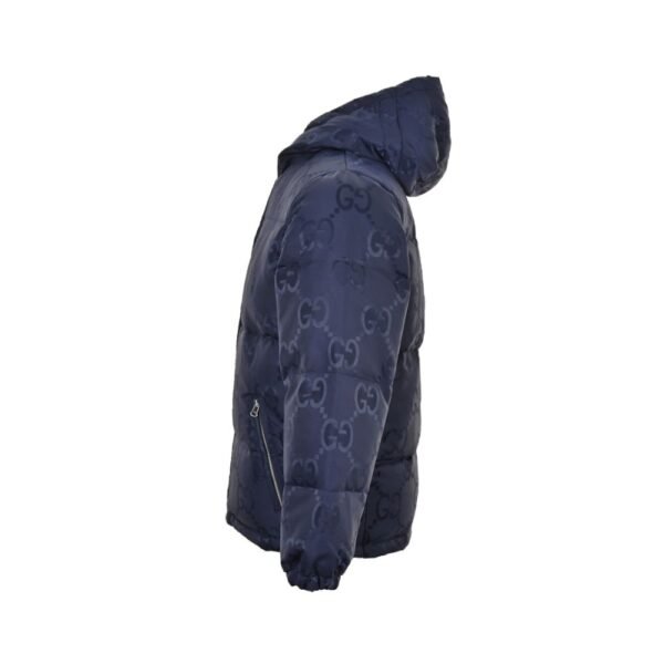 Gucci 24Fw Hooded down jacket in jacquard canvas with Double G pattern Blue