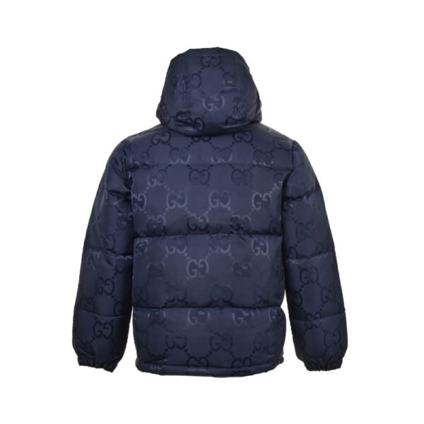 Gucci 24Fw Hooded down jacket in jacquard canvas with Double G pattern Blue
