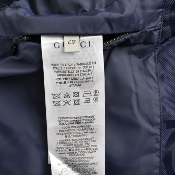 Gucci 24Fw Hooded down jacket in jacquard canvas with Double G pattern Blue