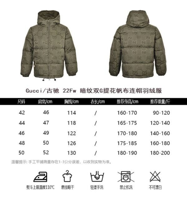 Gucci 24Fw Hooded down jacket in jacquard canvas with Double G pattern