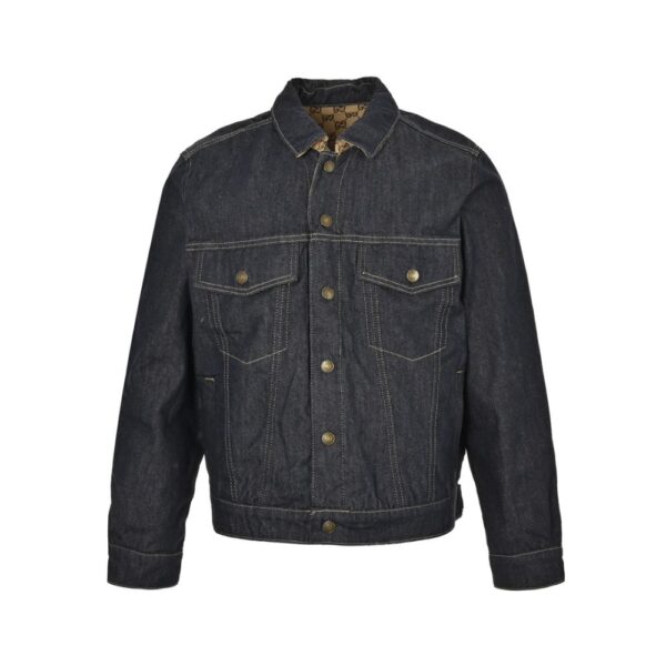 Gucci Double-sided denim jacket with all-over monogram jacquard