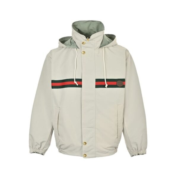 Gucci Double-faced windbreaker hooded jacket Green