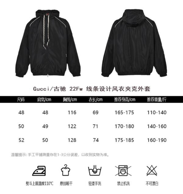 Gucci 22Fw Line Design Windbreaker Jacket Black