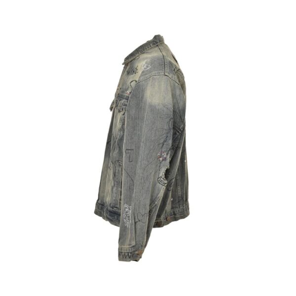 Balenciaga Sketch Graffiti Rhinestone Denim Jacket