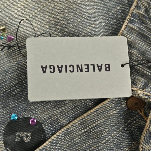 Balenciaga Sketch Graffiti Rhinestone Denim Jacket
