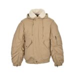 Balenciaga 24Fw fur collar hooded cotton coat