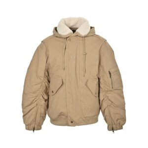 Balenciaga 24Fw fur collar hooded cotton coat