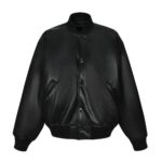 Balenciaga Paris leather baseball jacket