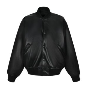 Balenciaga Paris leather baseball jacket