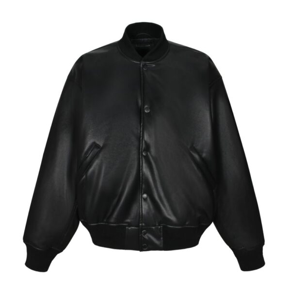 Balenciaga Paris leather baseball jacket