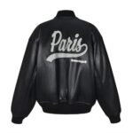 Balenciaga Paris leather baseball jacket