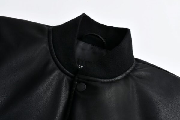 Balenciaga Paris leather baseball jacket