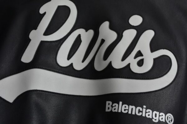 Balenciaga Paris leather baseball jacket