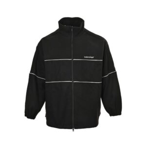Balenciaga Embroidered patchwork zipper stand collar woolen coat