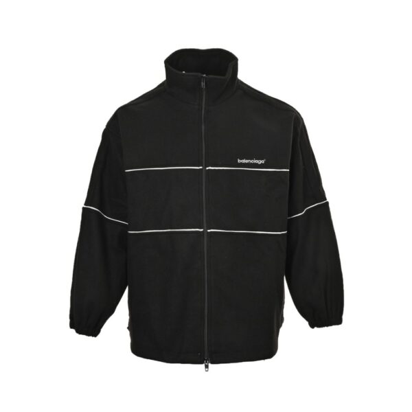 Balenciaga Embroidered patchwork zipper stand collar woolen coat