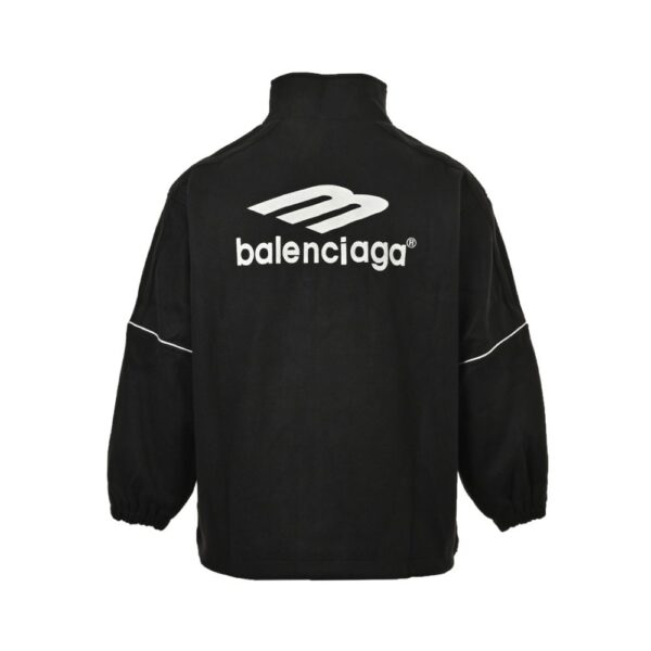Balenciaga Embroidered patchwork zipper stand collar woolen coat