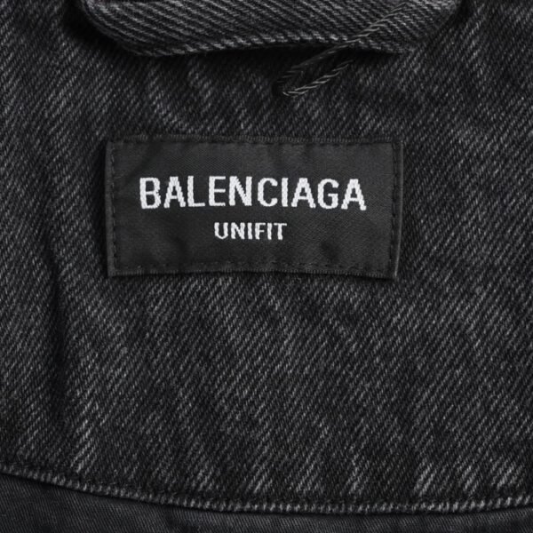 Balenciaga 22Fw Embroidered Heavy Washed Denim Jacket