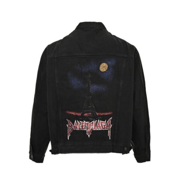 Balenciaga 23Fw washed Sanskrit tower denim jacket