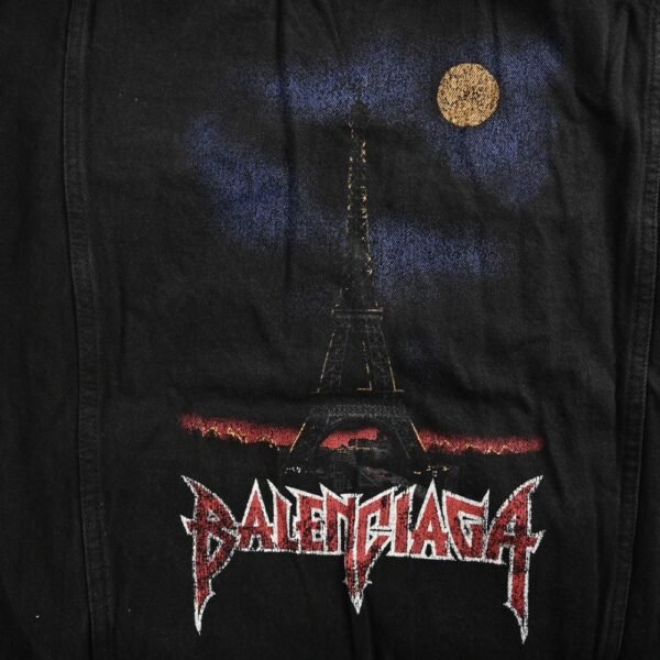 Balenciaga 23Fw washed Sanskrit tower denim jacket