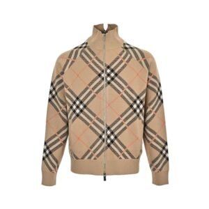 Burberry Zip-up cashmere sweater jacket with diamond pattern