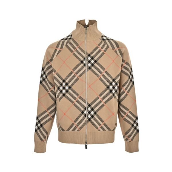 Burberry Zip-up cashmere sweater jacket with diamond pattern