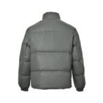 Prada 24ss leather enamel logo stand collar down jacket Grey
