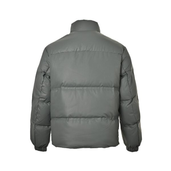 Prada 24ss leather enamel logo stand collar down jacket Grey