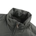 Prada 24ss leather enamel logo stand collar down jacket Grey