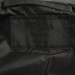 Prada 24ss leather enamel logo stand collar down jacket Grey