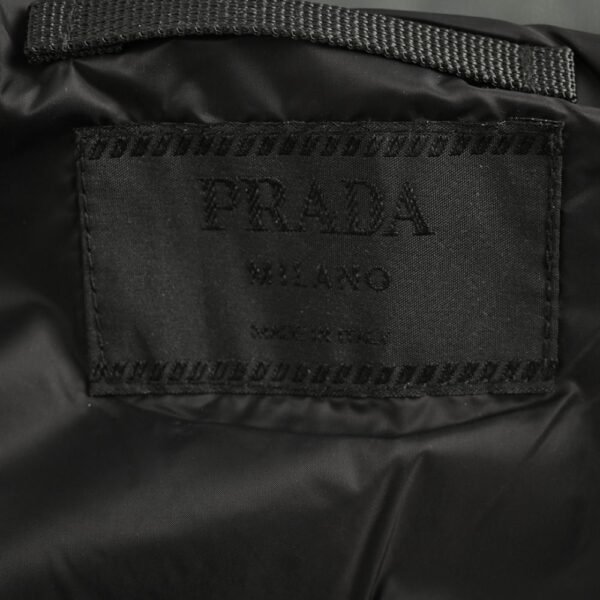 Prada 24ss leather enamel logo stand collar down jacket Grey