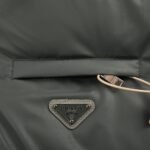 Prada 24ss leather enamel logo stand collar down jacket Grey