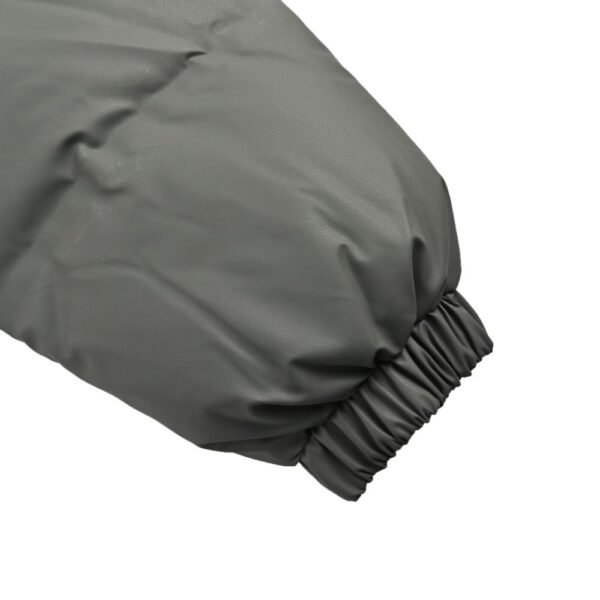 Prada 24ss leather enamel logo stand collar down jacket Grey