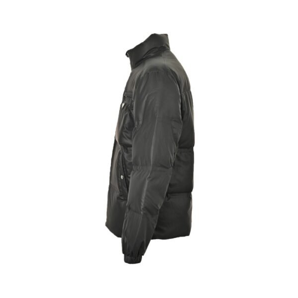 Prada 24ss leather enamel logo stand collar down jacket